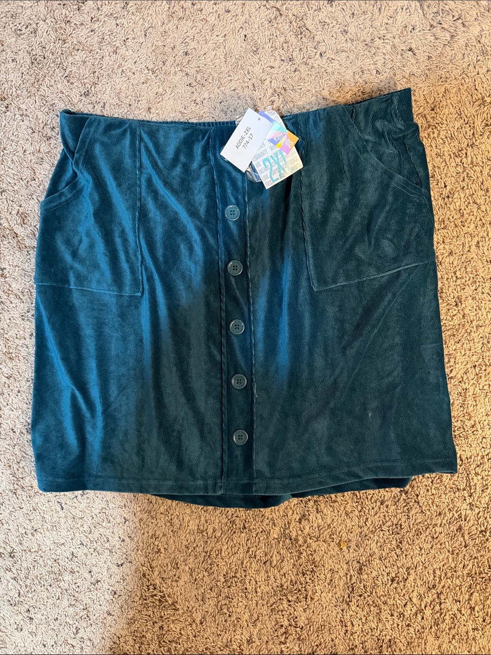LuLaRoe Addie Teal Button-Front A-Line Skirt NWT